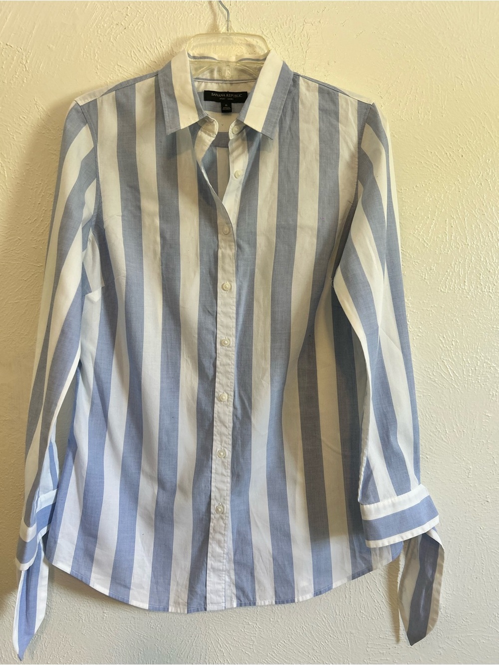 Banana Republic Vertical Stripe Button-Down Shirt - Light Blue & White